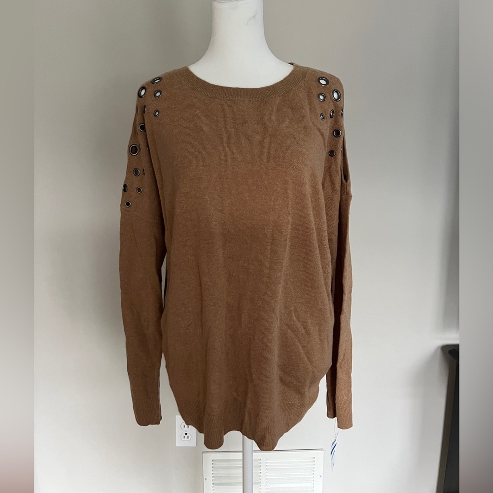 NWT, INC International Concepts Tan Knit Eyelet Sweater